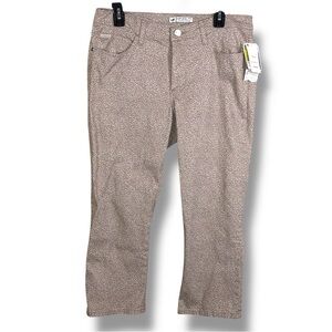 NEW Size 14 Lee Beige Leopard Print Capri Pants Stretch Slimming Cotton Blend